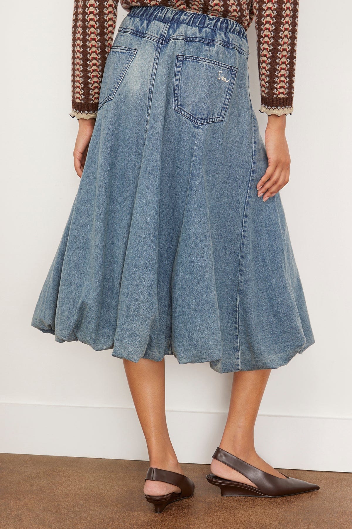 Amari Denim Bubble Skirt Blue